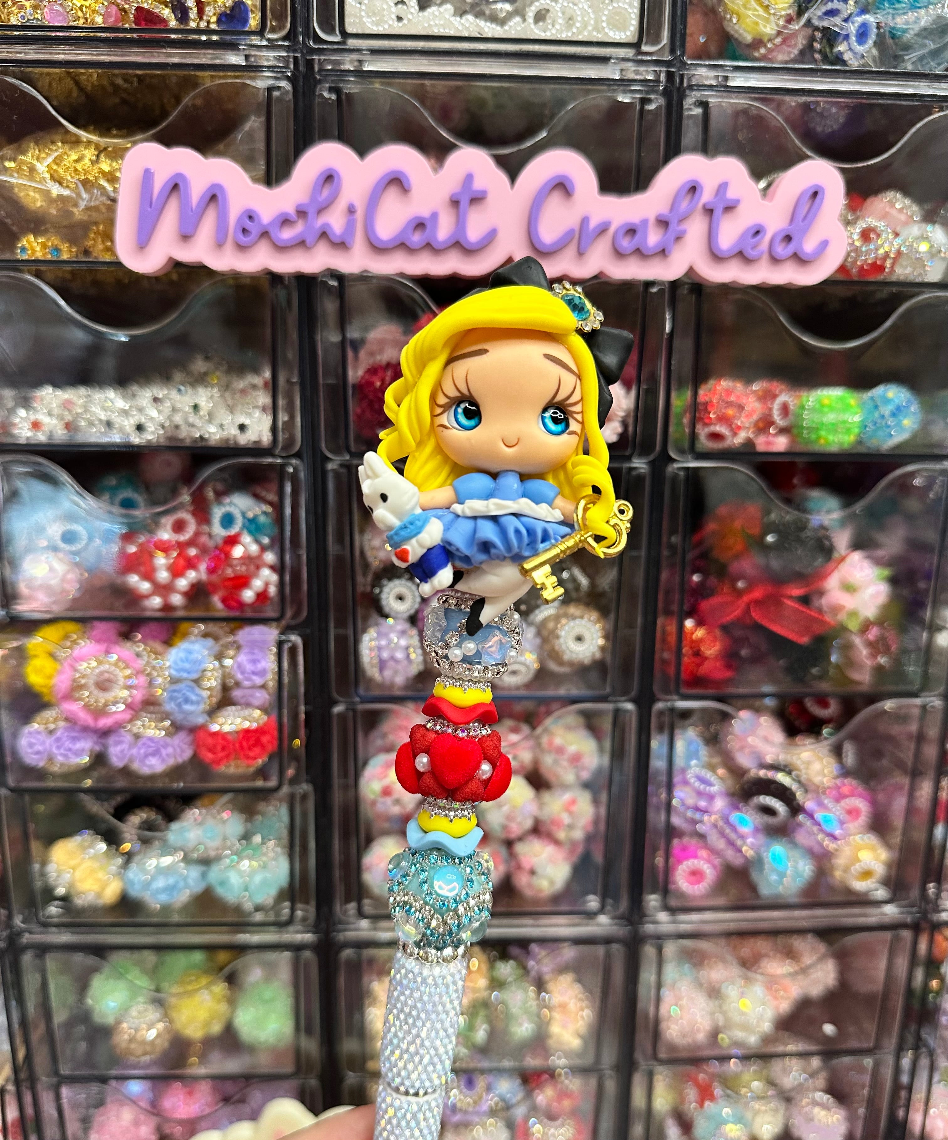 Alice in Wonderland Clay Doll Rhinestone Pen
