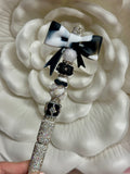 Black & White Silicone Bow Fancy Pen