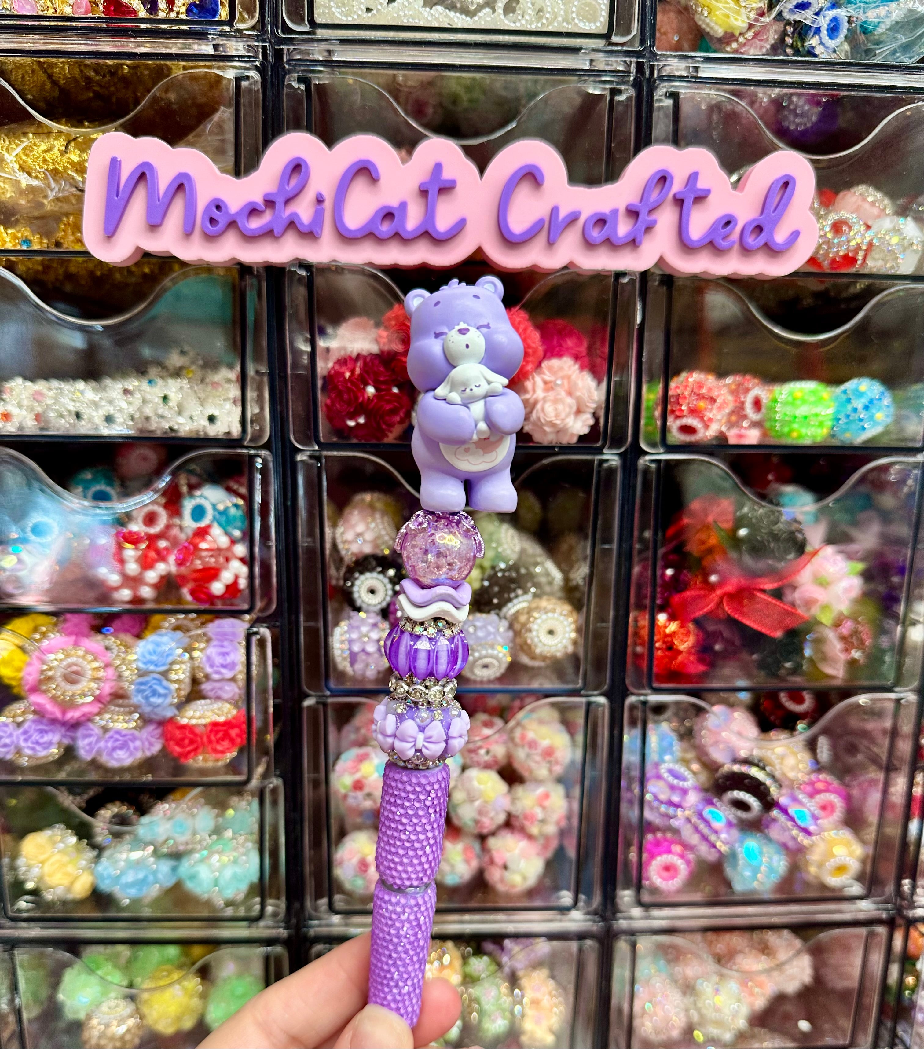 Purple Care Bear Rhinestone Pen