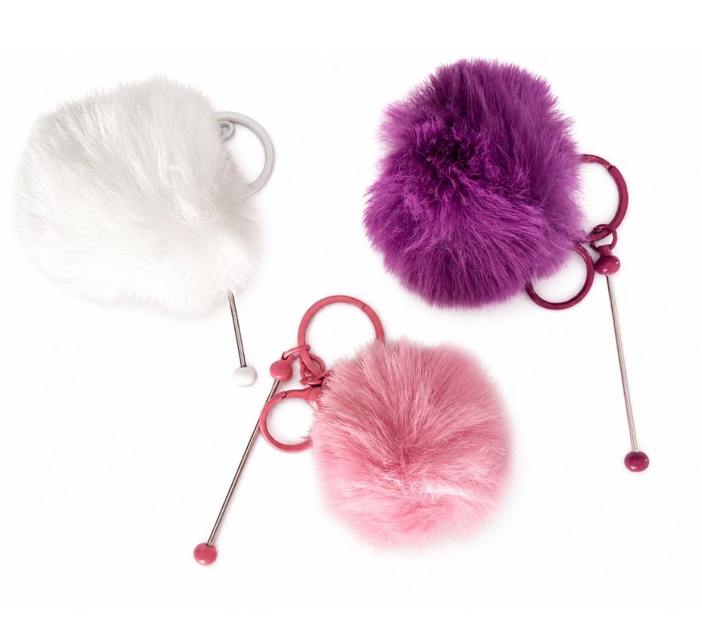 Beaded Pom Pom Keychain