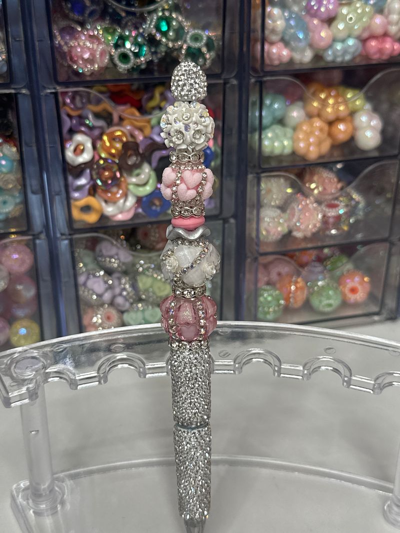 Silver White & Pink Fancy Pen